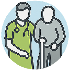 Icon für Seniorenbetreuung - Physiotherapie in Einrichtungen für mehr Mobilität, Selbstständigkeit und Lebensfreude im Alter.